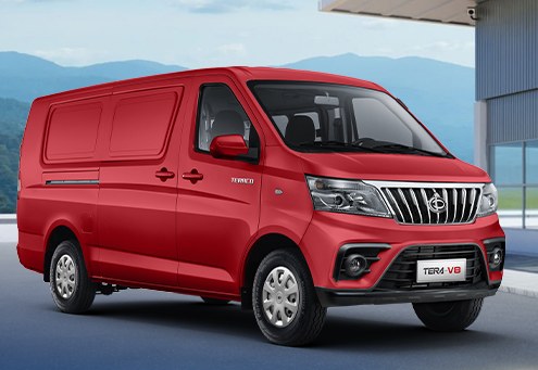 Xe tải van Teraco V8 2 chỗ màu đỏ